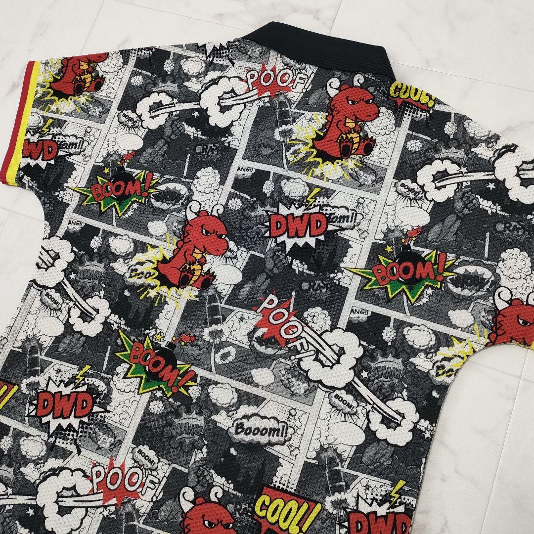 【美品】ダンスウィズドラゴン　シアサッカー半袖シャツ　チビドラアニメーション　4