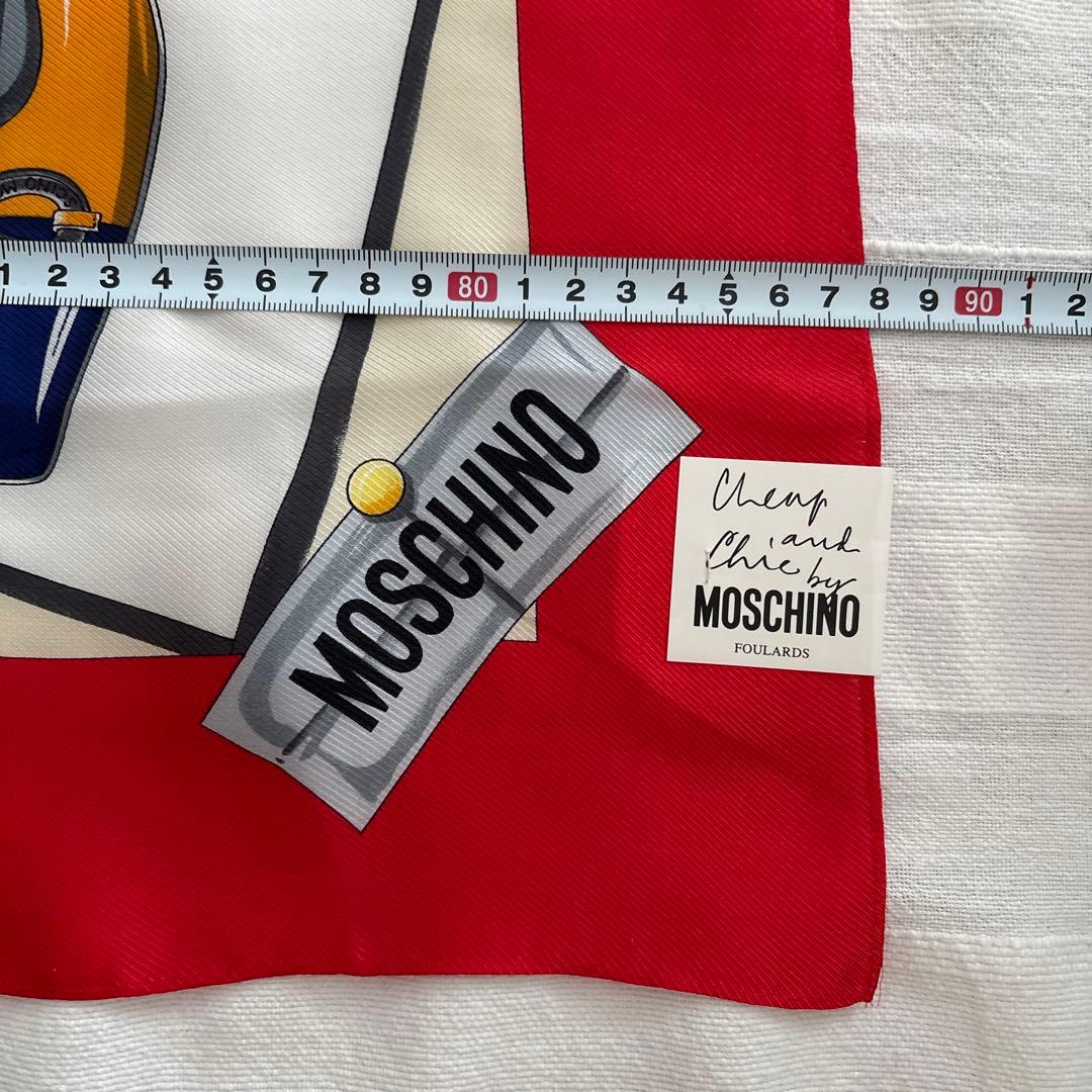 未使用　MOSCHINO シルク　スカーフ　ハイヒール　バッグ　モスキーノ