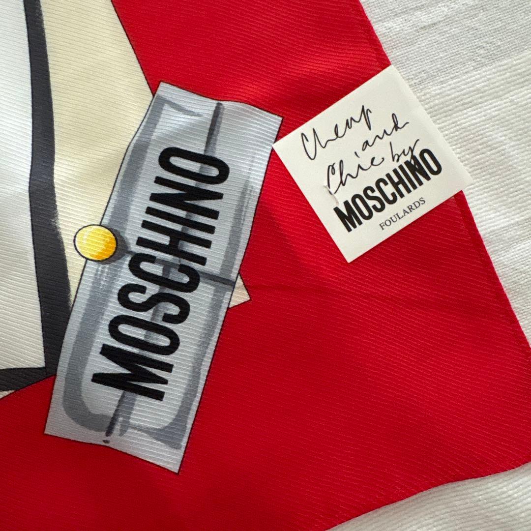 未使用　MOSCHINO シルク　スカーフ　ハイヒール　バッグ　モスキーノ