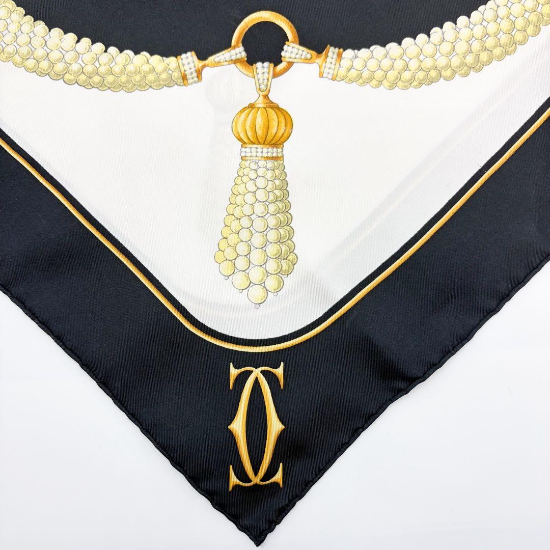 ♡美品♡ カルティエ Cartier スカーフ 宝石柄 大判　ブラック