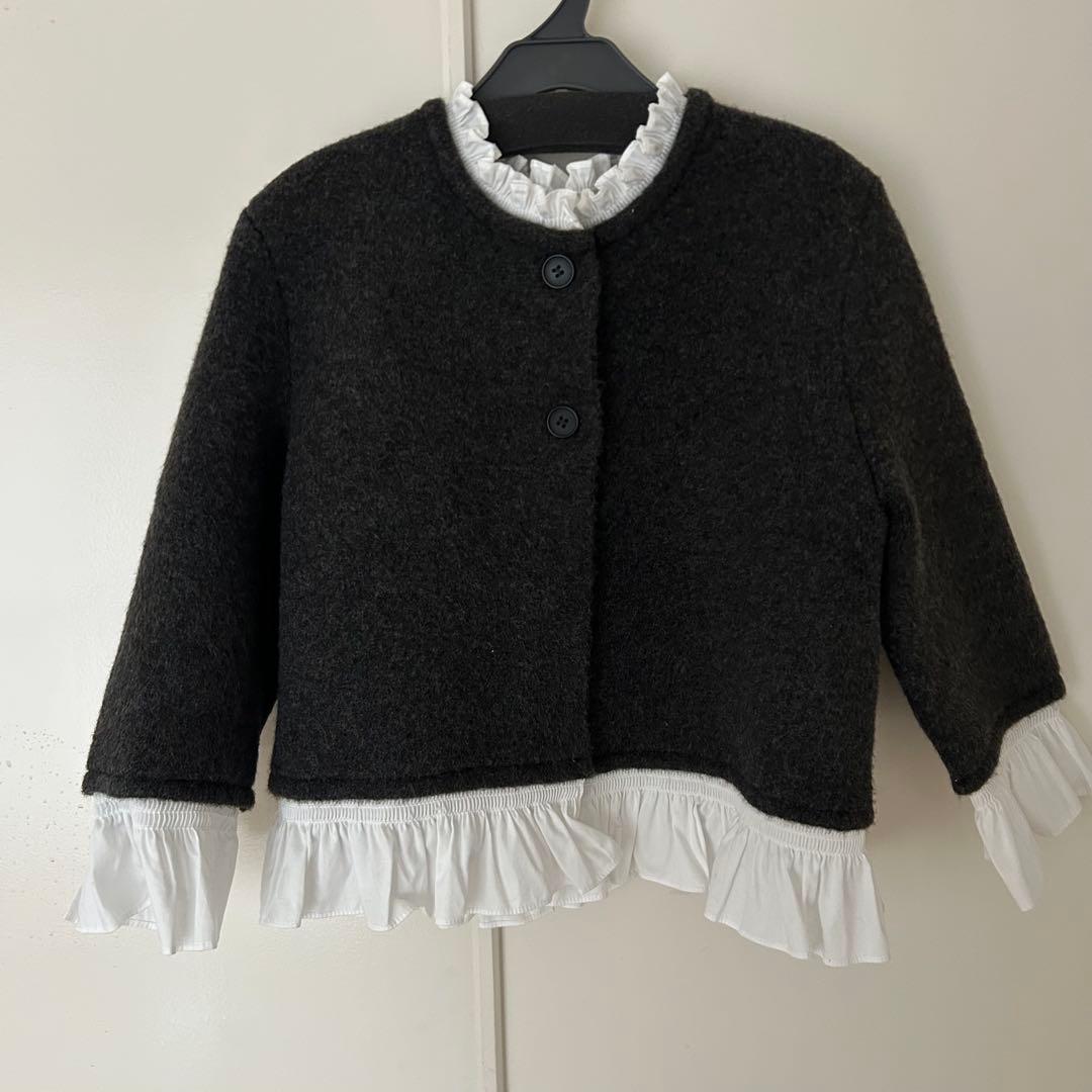 【新品未使用】ZARA ポプリンコンビニットジャケット ダークグレー Sサイズ