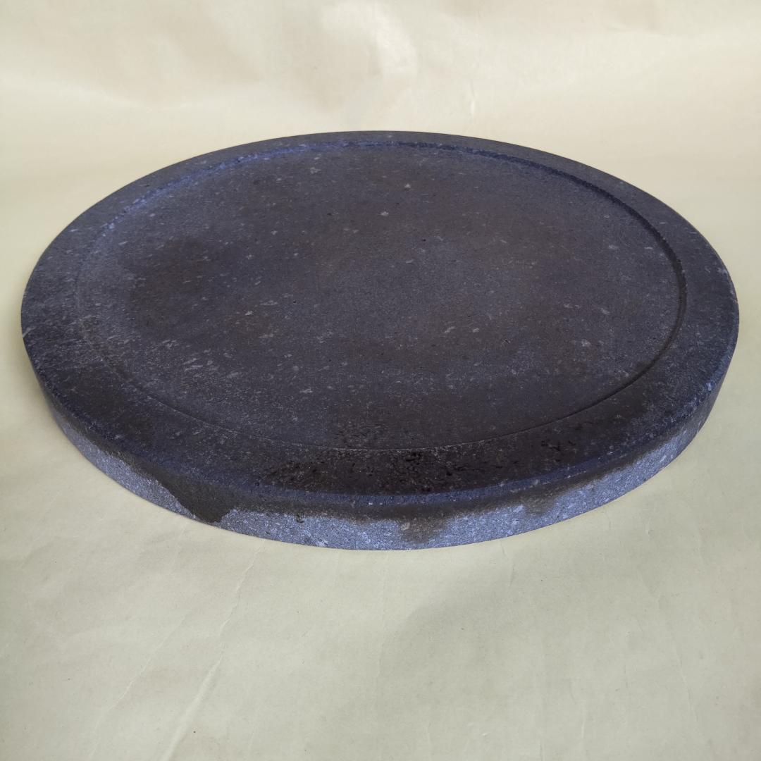 【中古】溶岩工房 プレミアム溶岩プレート 極 厚丸型凹溝あり 25×2cm
