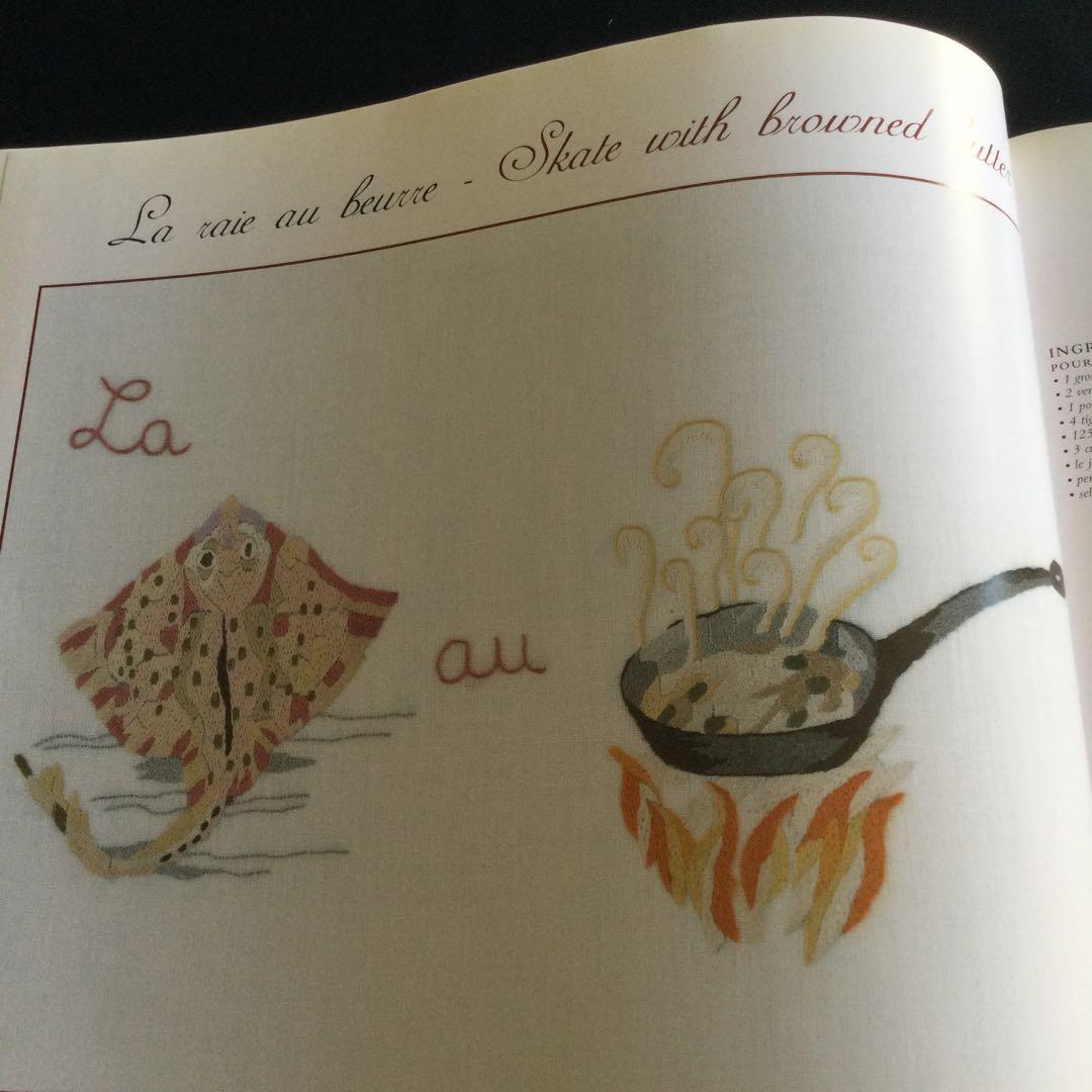 刺繍　図案集　洋書　レシピ 洋書　英語　フランス語　刺しゅう　料理　食材　食べ物
