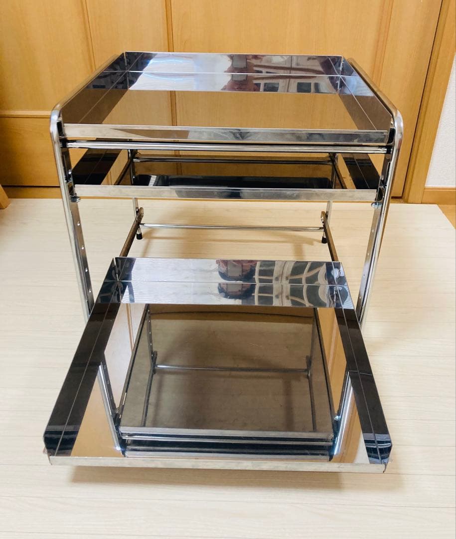 【美品】キッチン下 スライドラック 3段 高さ調整可