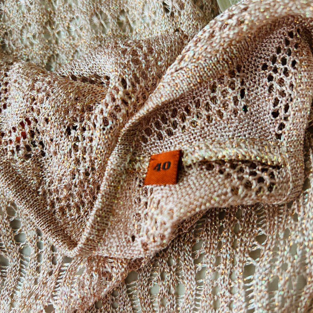 美品MISSONI ミッソーニ　ラメレース編み　ノースリーブ　ロングワンピース