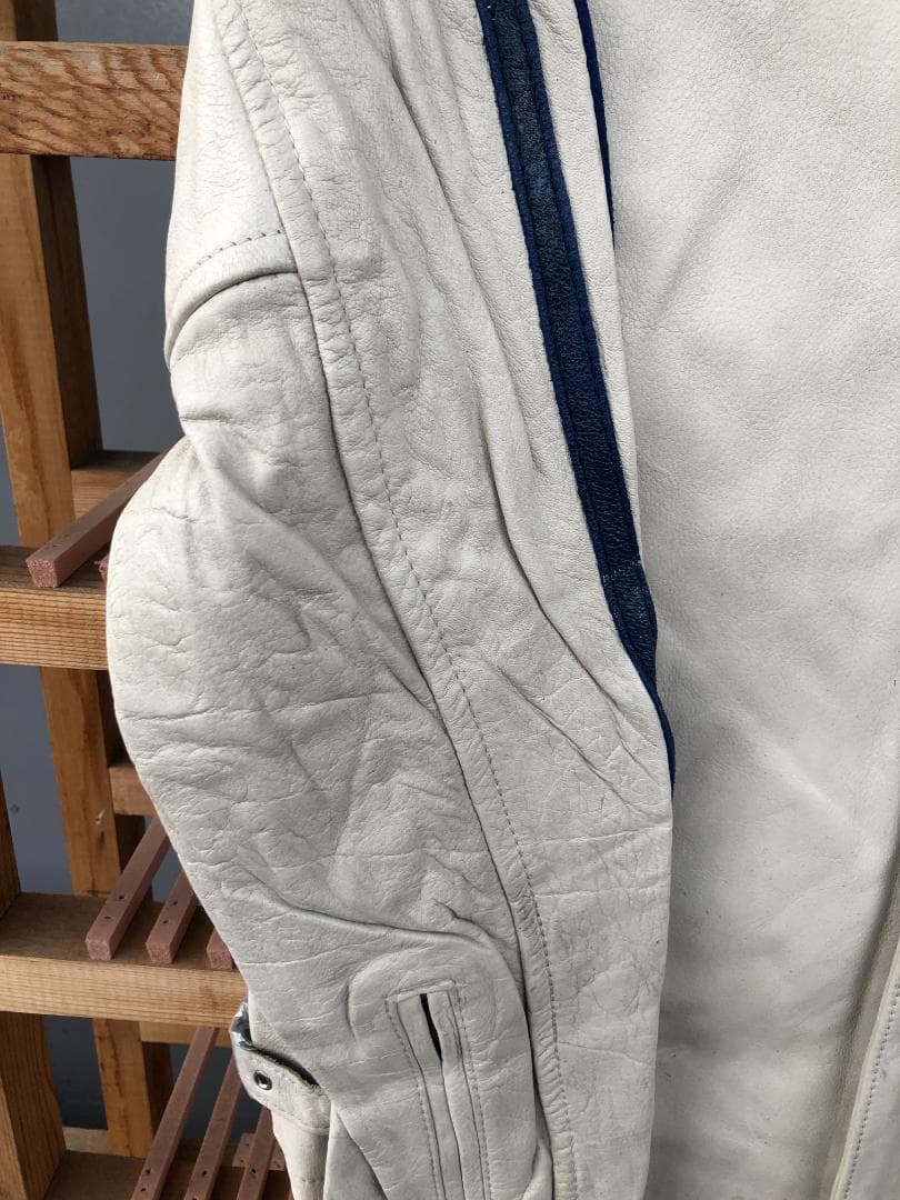 [訳あり]新品 Schott シングルライダースレザージャケット アイボリー/M