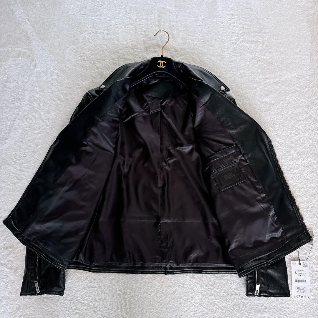 新品タグ付き✨【ZARA】ダブルライダース フェイクレザー ブラック L