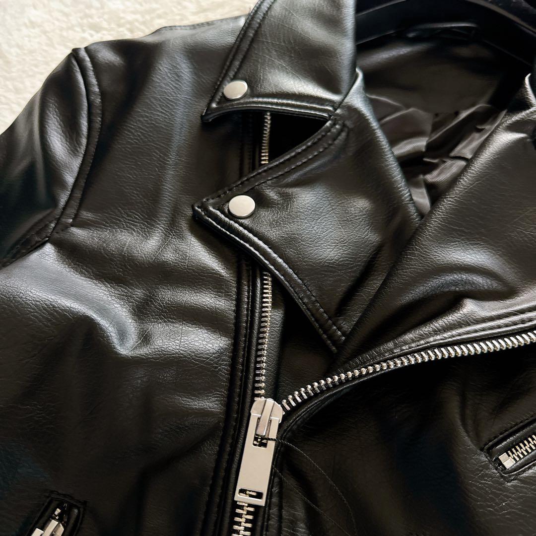 新品タグ付き✨【ZARA】ダブルライダース フェイクレザー ブラック L