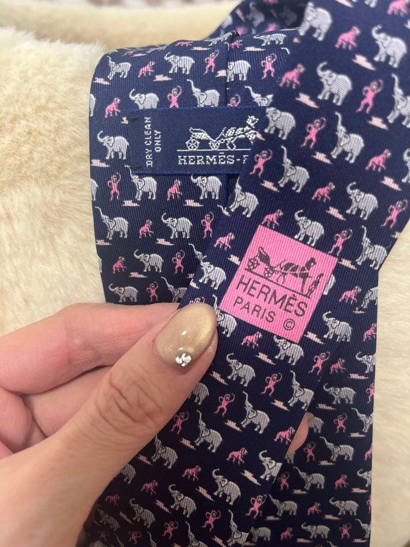 HERMES ネクタイ 象とお猿さん♡