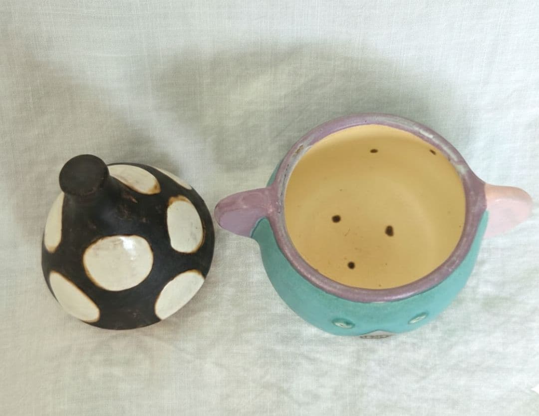 【未使用】小林美風 くまのふた付きカップ 個展購入 作家器