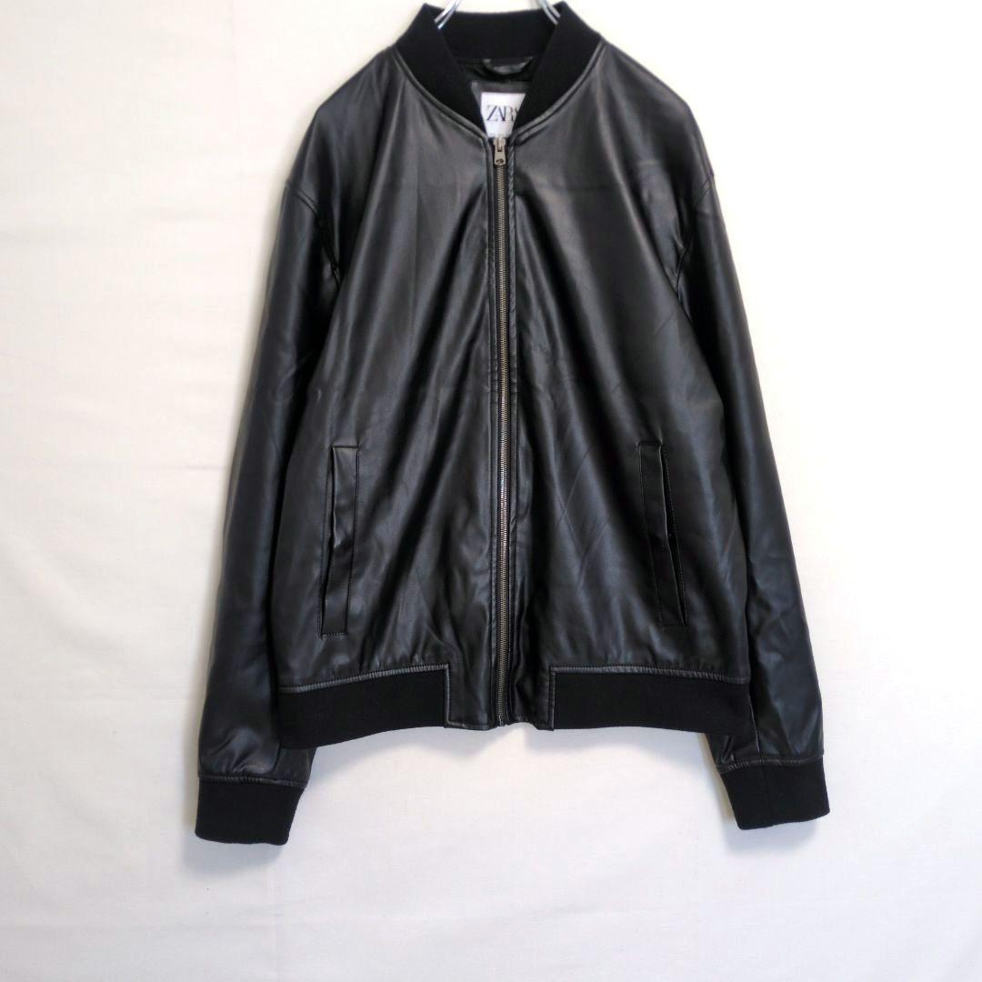 【ZARA／ザラ】フェイクレザーブルゾン『L』ブラック　ボンバージャケット