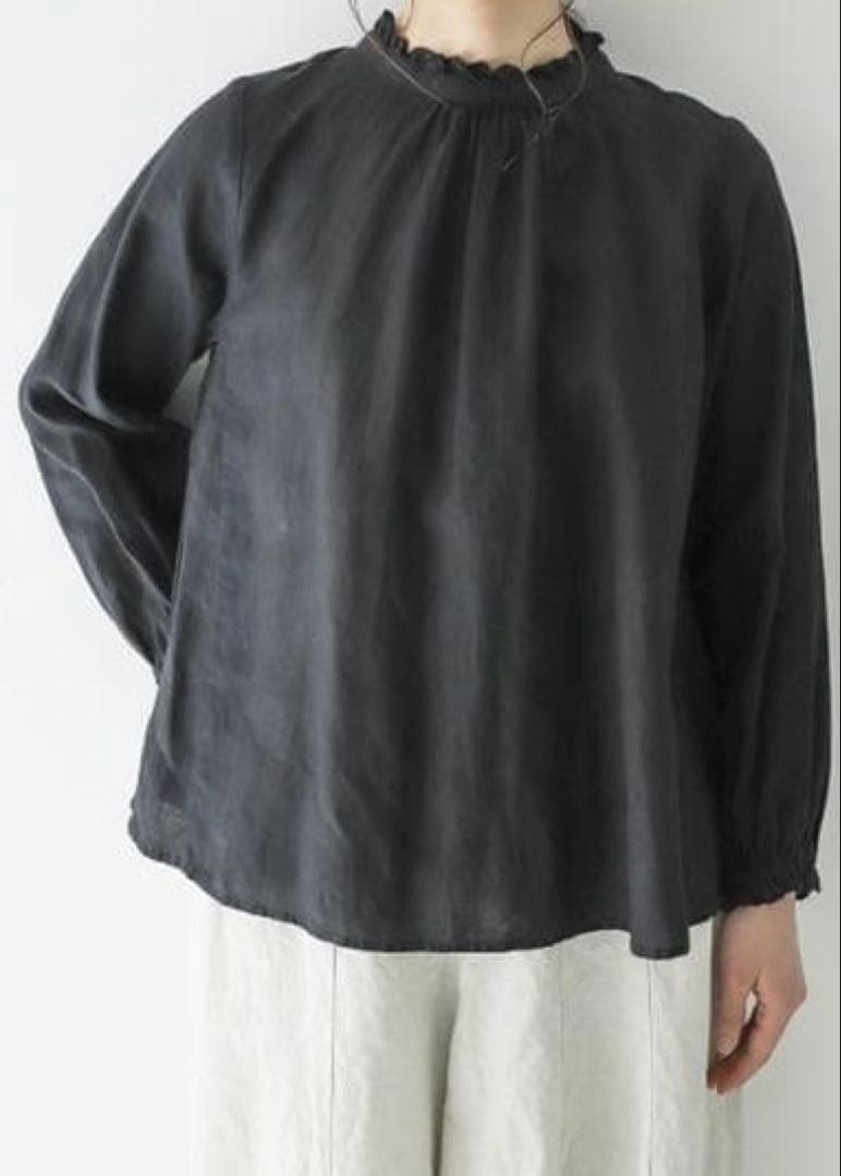 【美品】ネストローブ リネン スタンドフリル ブラウス 2way 上品