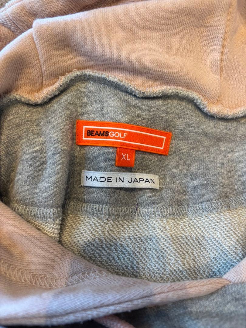 大人気！BEAMS GOLF XL パーカー グレー/ピンク