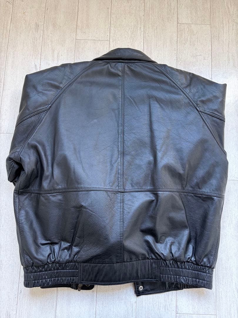 90s vintage leather jacket 短丈レザーブルゾン 黒XL