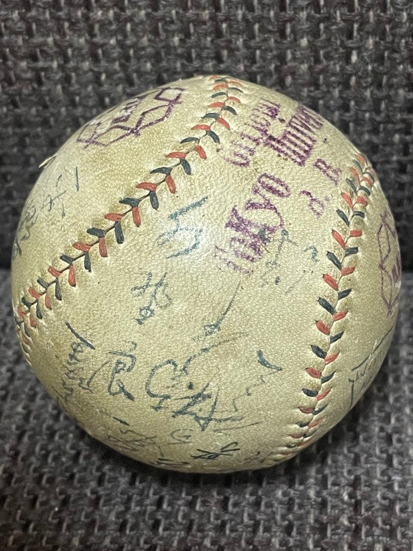 希少！昭和14年 「百万ドルの内野陣」慶應大学選手サインボール◆東京六大学野球