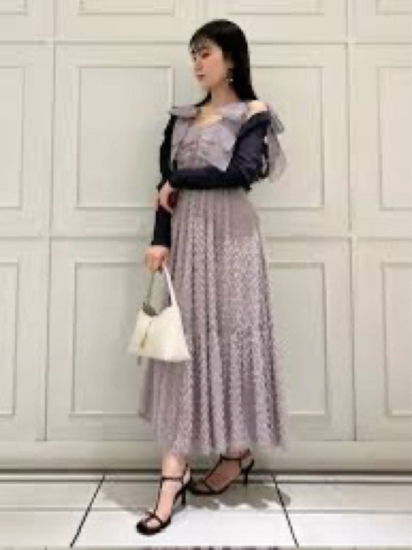 スナイデル SNIDEL リボンティアードワンピース