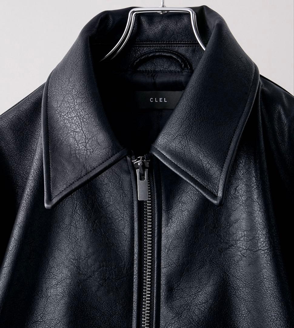 【CLEL】Deep Texture Blouson レザーブルゾン Lサイズ