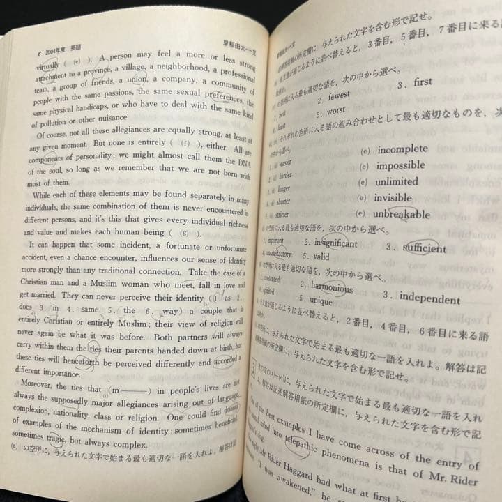 赤本　早稲田大学　文学部　1991年～2018年　28年分