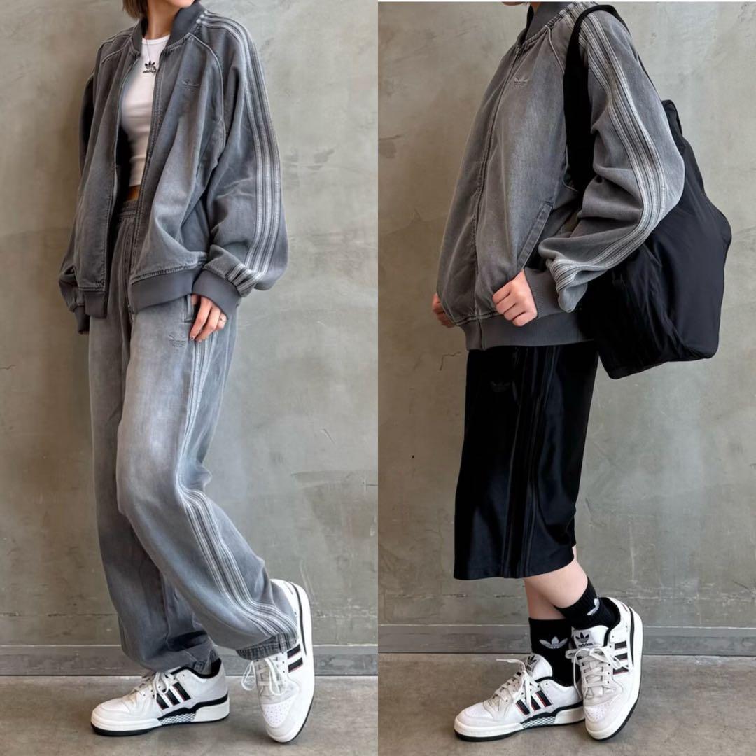新品L⭐️adidasアディカラー ルーズ デニムブラック ウォッシュ ジャケット