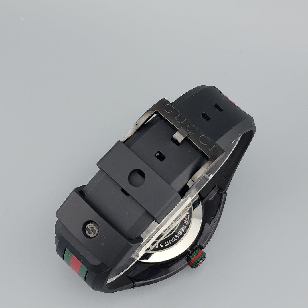 【新品電池】GUCCI ラバーベルト 時計　SYNC シンク　シェリーライン　黒