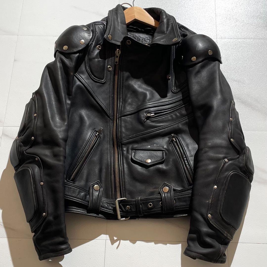 Bikers バトルジャケット ブラックレザー ダブルライダースジャケット　牛皮