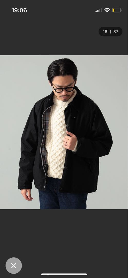 BEAMS別注Barbour TRANSPORT ウォッシュド　ブラック　34