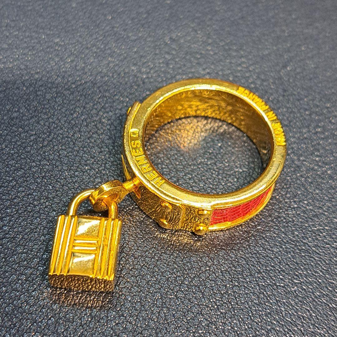 美品　HERMES　エルメス　スカーフリング　ケリー　ゴールド　カデナモチーフ
