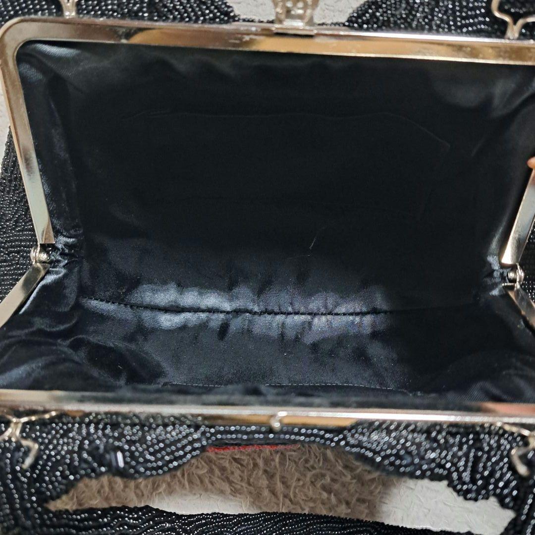 HH2-5★アンティーク★総ビーズのパーティーバッグ★レッド×ブラック★美品