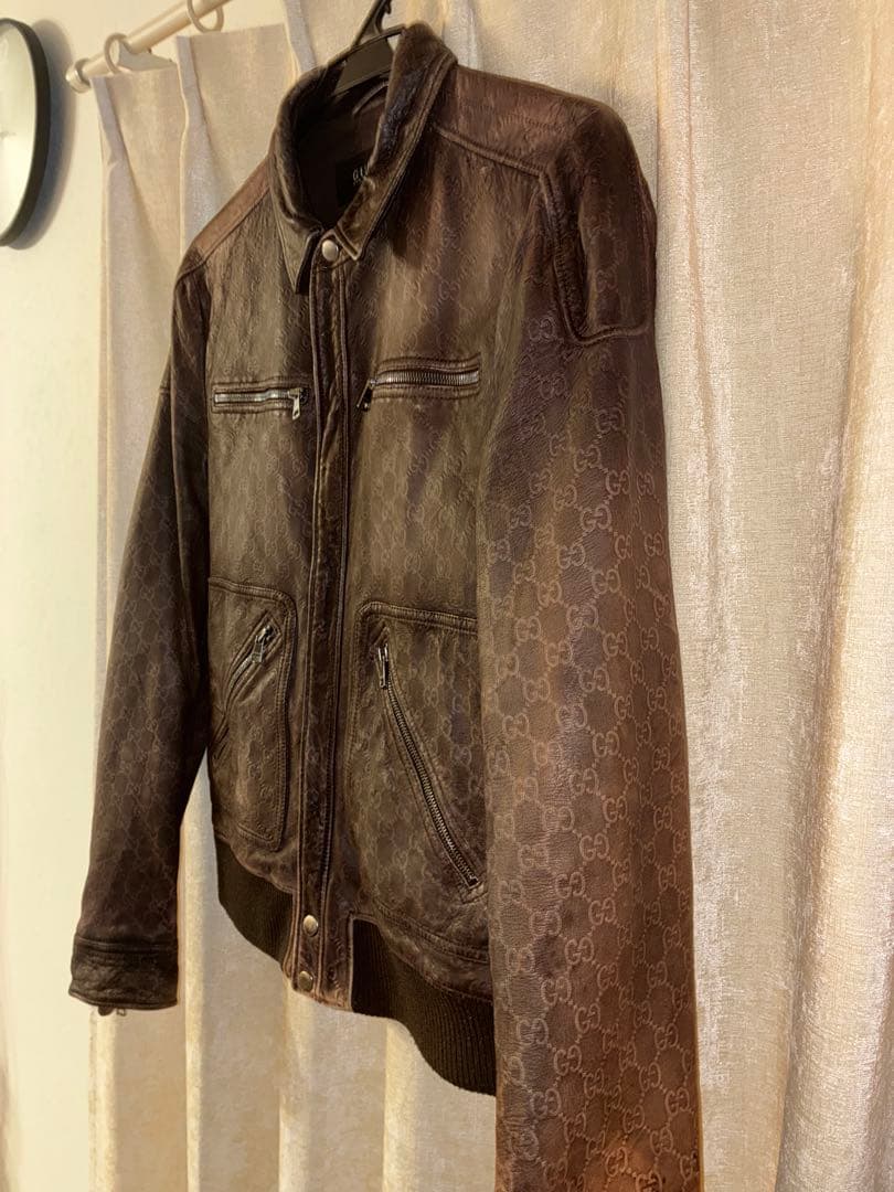 GUCCI トムフォード期 GG柄 レザージャケット