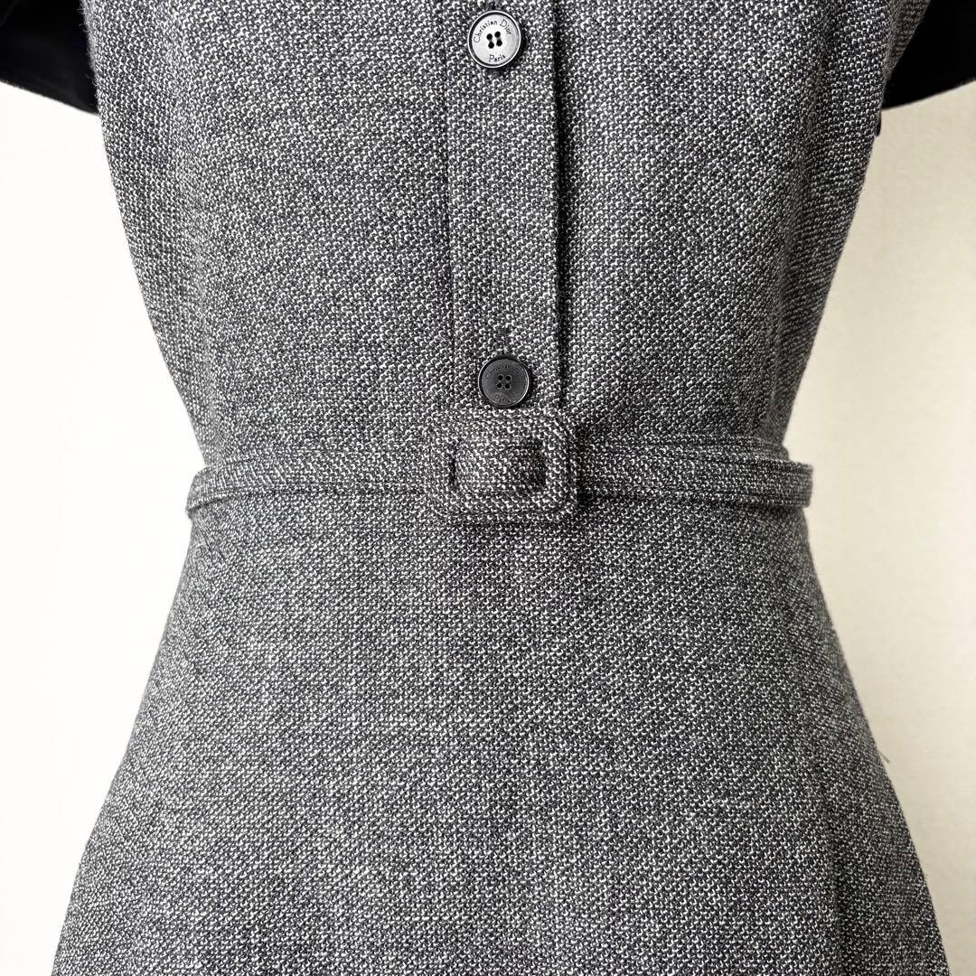 ChristianDior 2024 ツイードロングワンピース ベルト Aライン