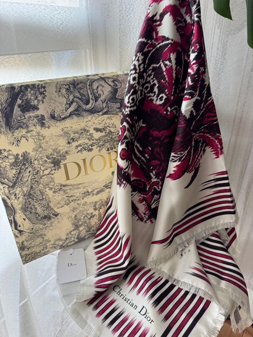 natsu☆　Dior トワルドゥジュイ柄 高級シルクスカーフ 新品