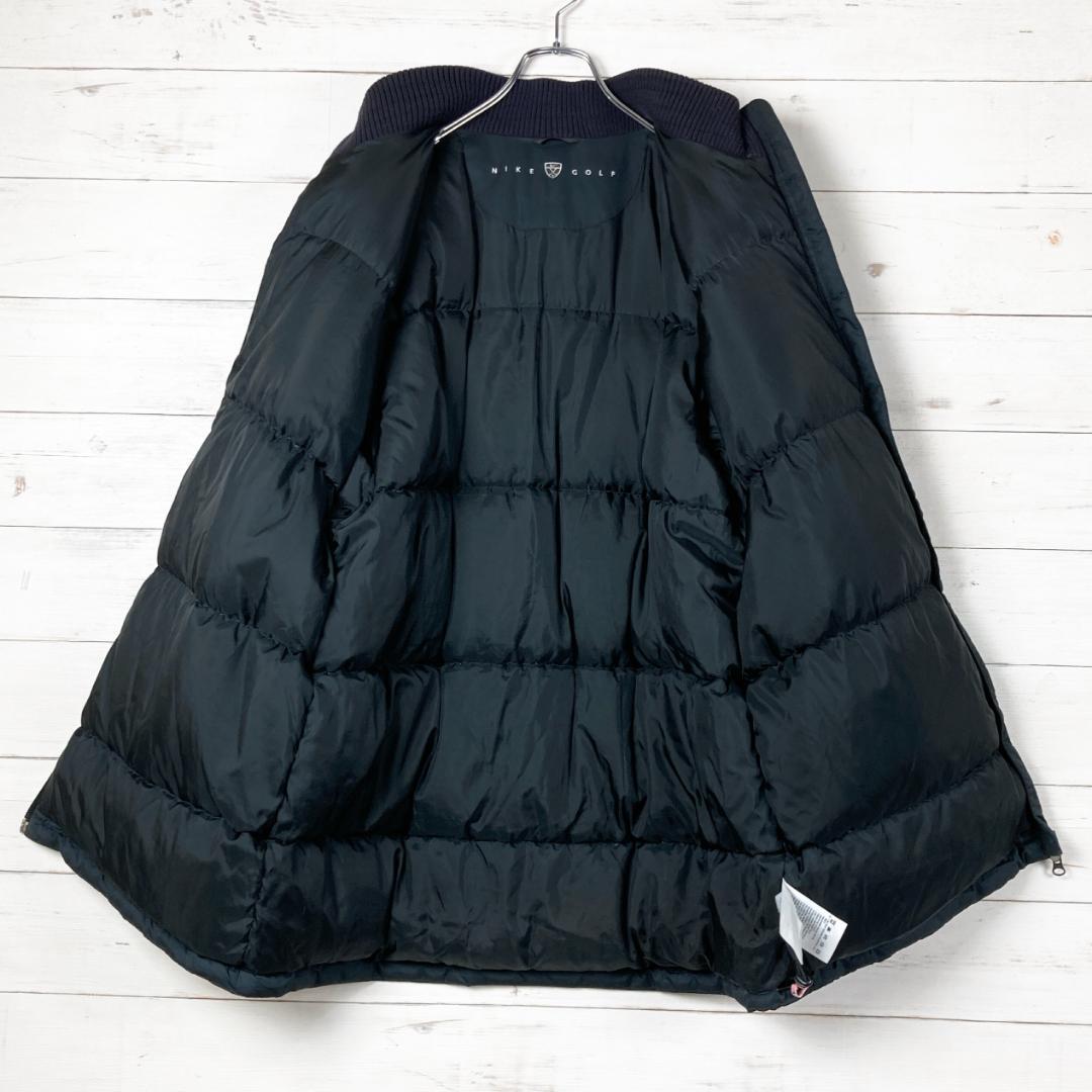 ナイキゴルフ　ダウンジャケット　ミドル丈　刺繍　フルジップ　深緑　XL　281
