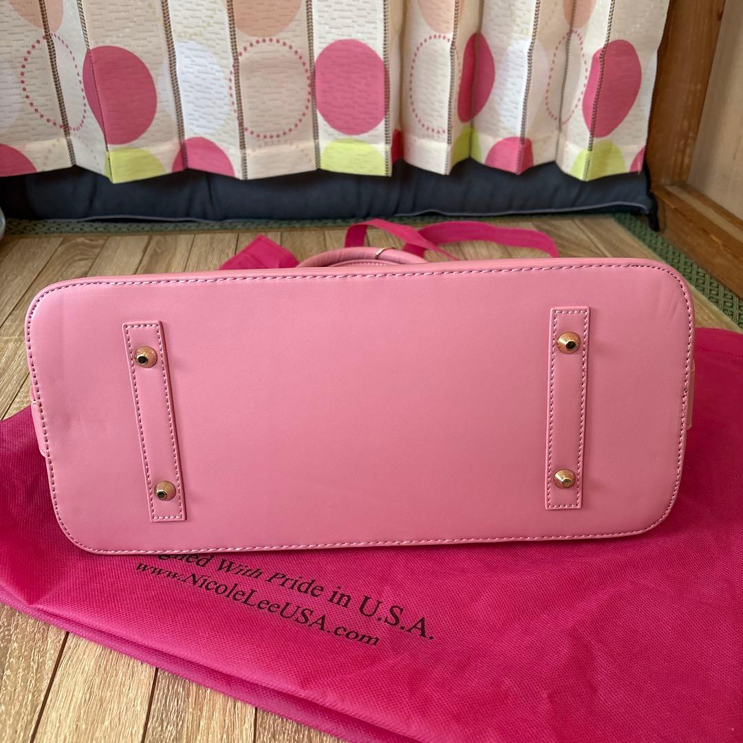 新品　nicole lee ニコルリー　バッグ　ショルダー　黒系　ピンク　花柄