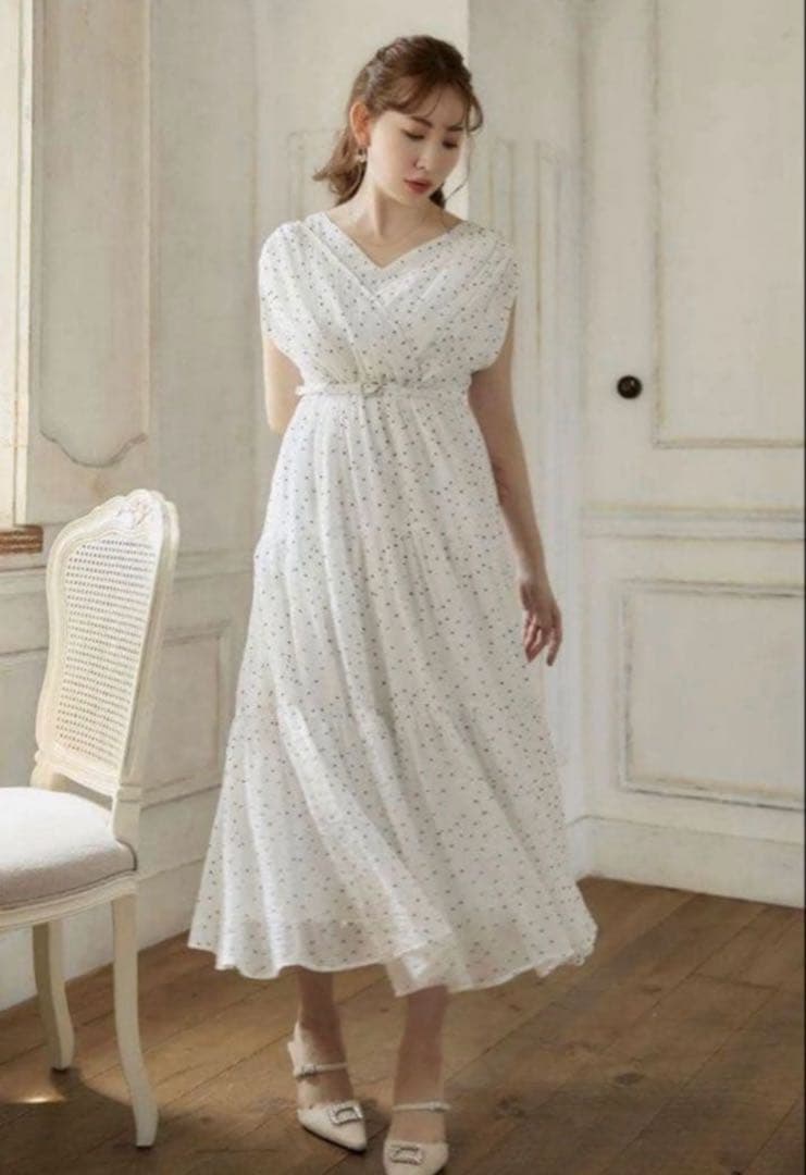 ワンピース Herlipto Tiered Polka-Dot Long Dress
