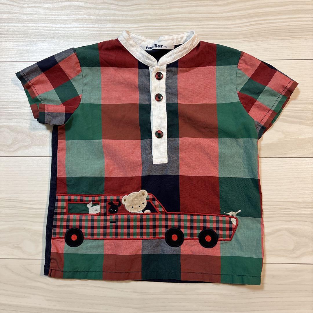 【今季】ファミリア♡ チェック ポロシャツ Tシャツ