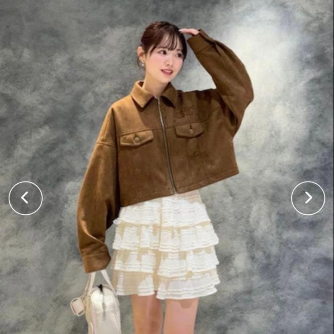 Chico 胸ロゴショート丈スエードジップブルゾン　アウター　春服
