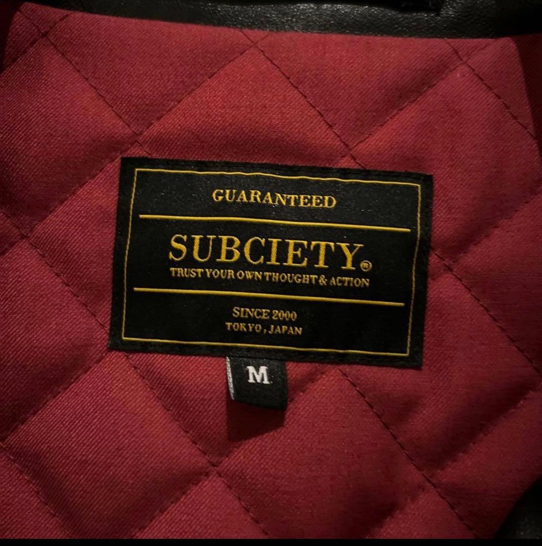 レザージャケットSubciety フェイクレザーライダースJKT Mサイズ