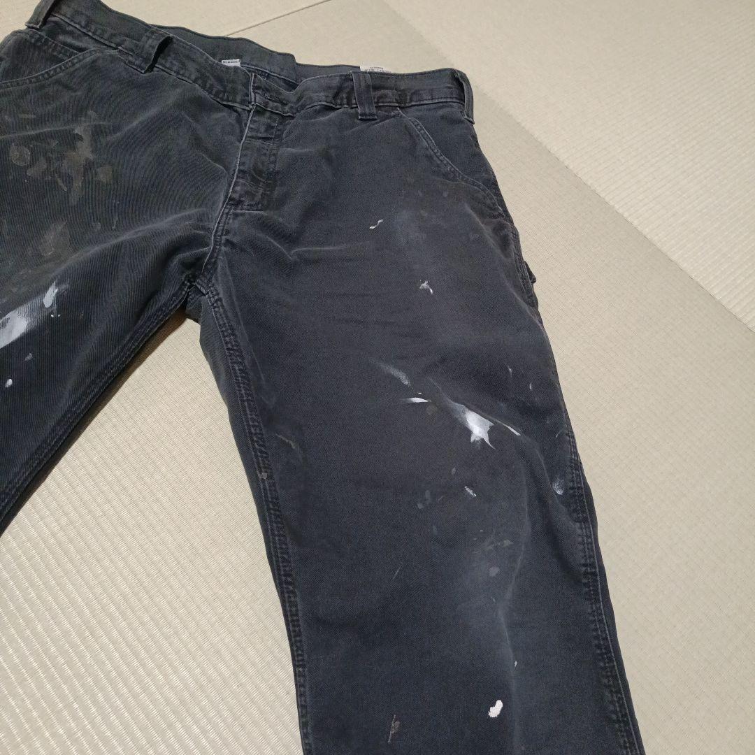 Carharttカーハートワークパンツ38x30黒白ペイント