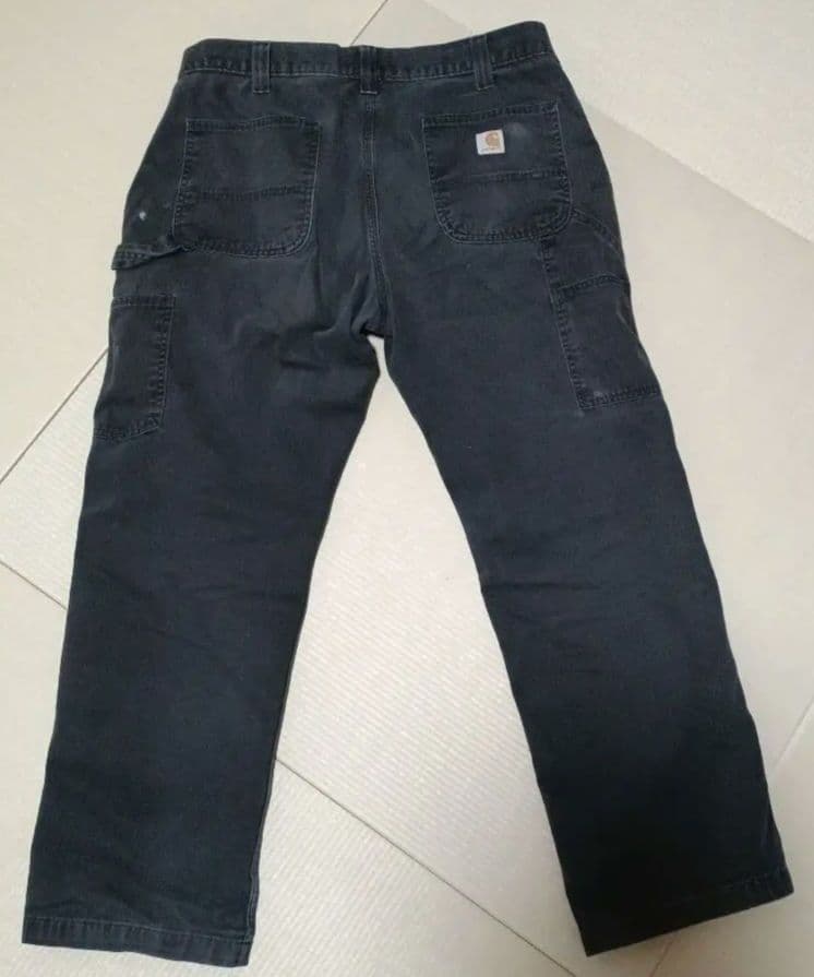 Carharttカーハートワークパンツ38x30黒白ペイント
