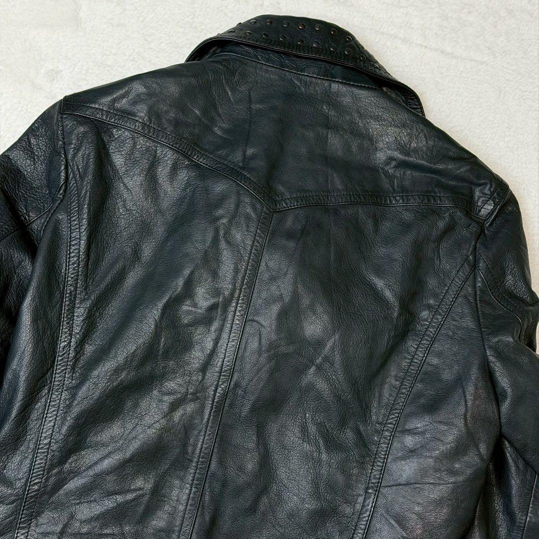 美品 カスタムカルチャー ダブル ライダースジャケット ゴートレザー スタッズ