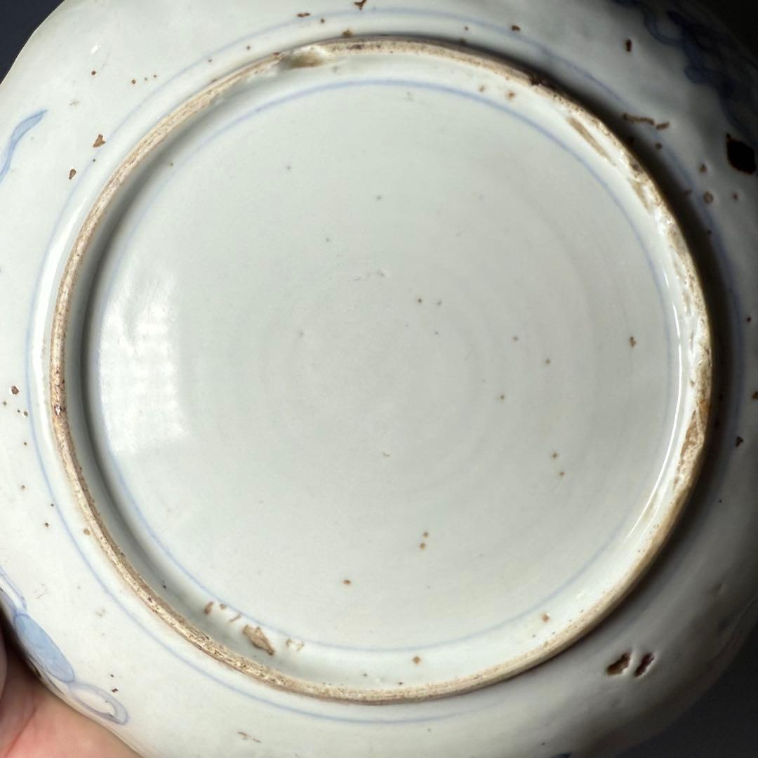 古伊万里　赤絵三方松竹梅文様七寸皿　五枚　桐花文　21cm　古民家カフェ　料理屋