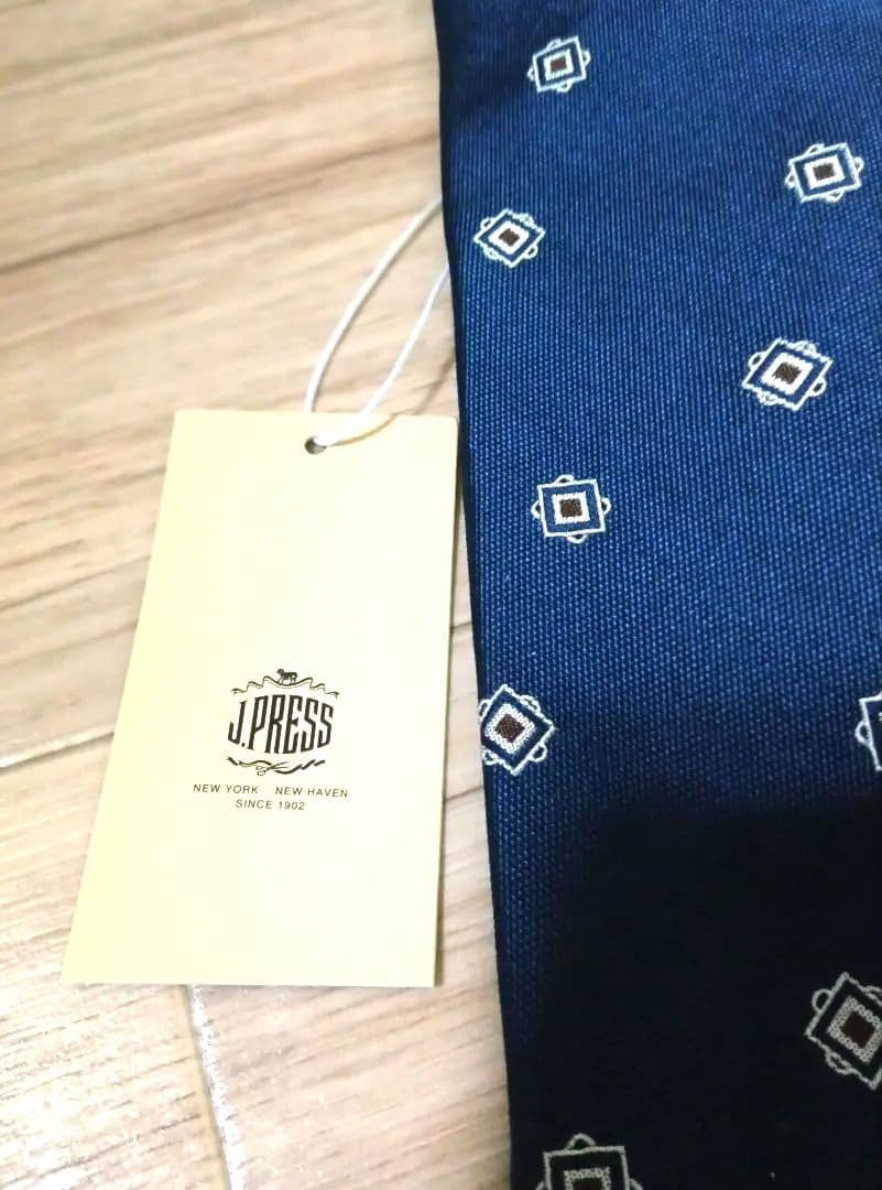 新品未使用【 JPRESS ジェイプレス】ネクタイ 紺 日本製 高級シルク