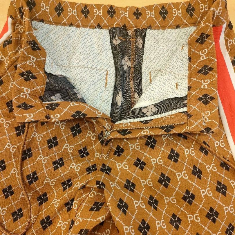 【新品】PEARLYGATESジャガード ジョガーパンツ アーガイル柄ブラウンM