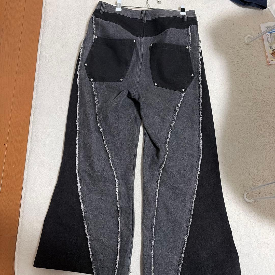 Bicolor Semi-Flare Denim ブラック　jentlouis