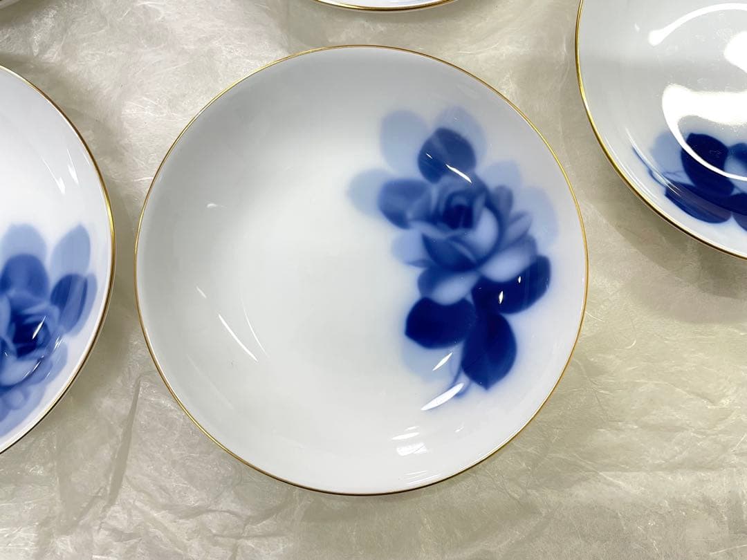 美品　大倉陶園ブルーローズ　フルーツ皿 6点セット