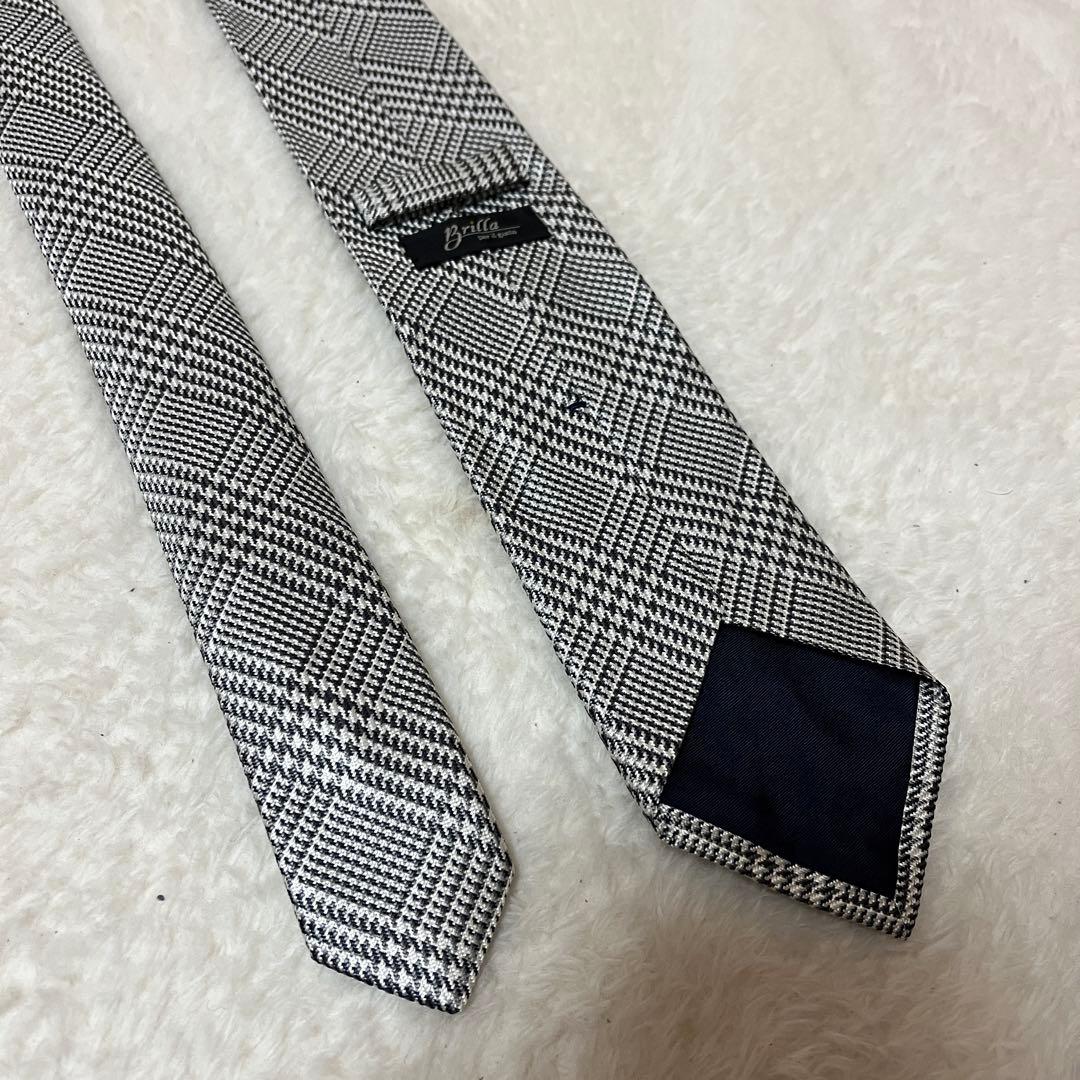 日本製Brilla per il gusto グレンチェック柄シルクネクタイ美品