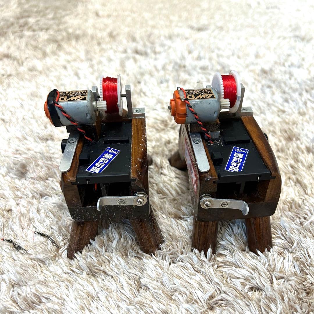 【疾風】電動リール2台セット（左右スイッチ・ブラウン)動作確認済：ワカサギ