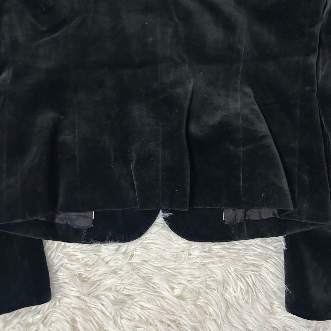 ［良品］BURBERRY ベロア スタンドカラージャケット ブラック 38
