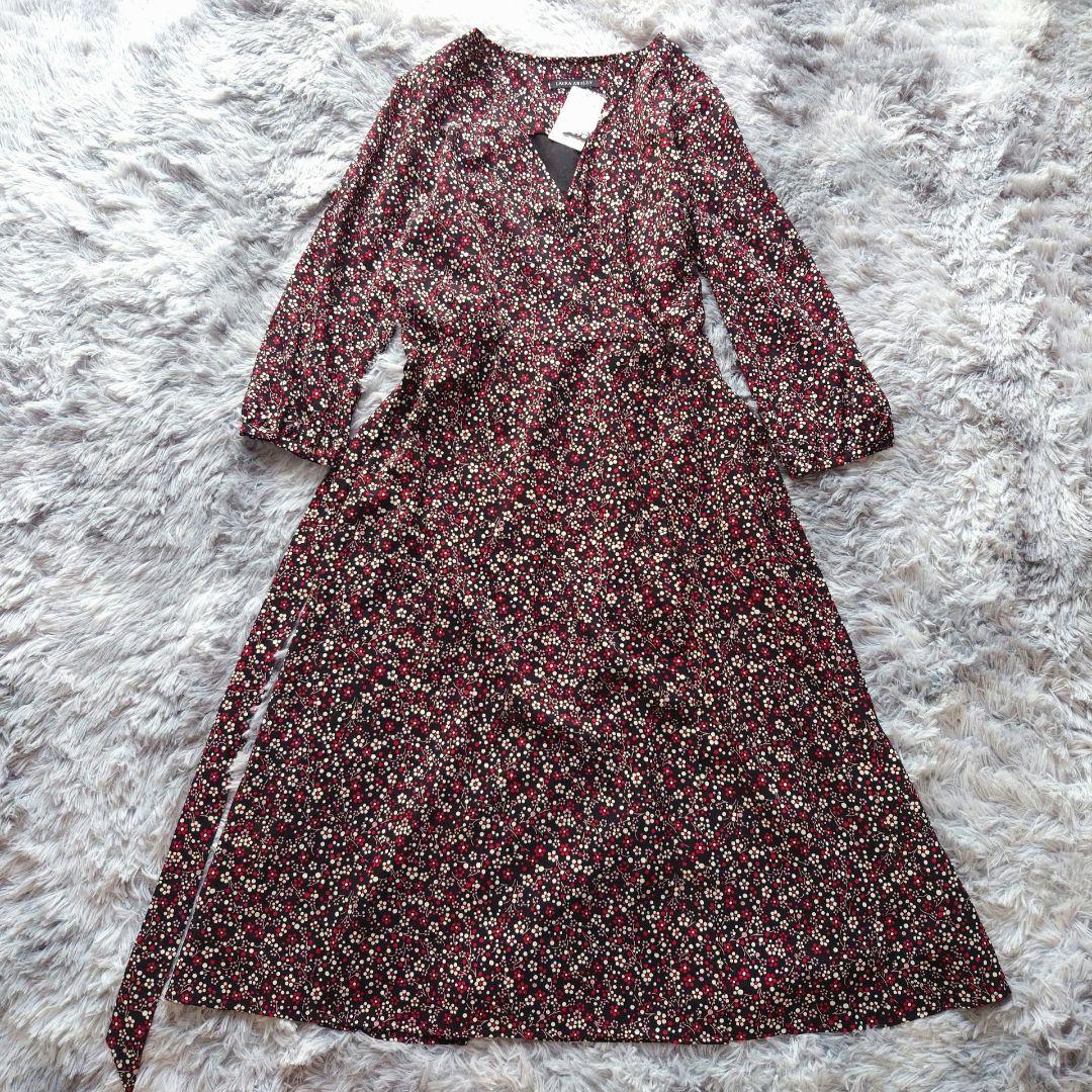 タグ付 ローラアシュレイ カシュクール 花柄 ロングワンピース Lサイズ