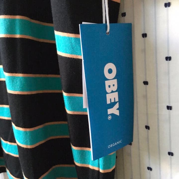 OBEYオベイUS限定オーガニックコットンボーダーTシャツＭ